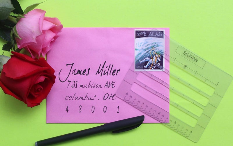 SKATAN Lettering and Envelope Addressing Guide, 3 Stencil Templates-in-1, fits a Wide Range of Stationery and Envelopes - Image 2